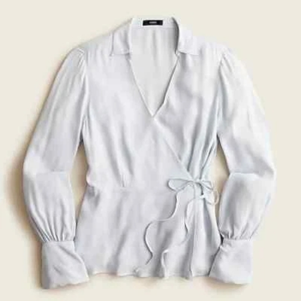J.Crew Crepe Wrap Pale Blue Blouse